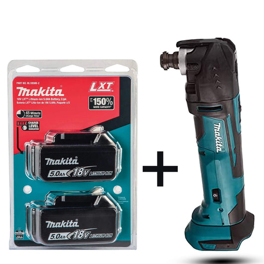 Makita 18V DTM51Z Cordless Multi-Tool Kit – Includes 2x 5.0Ah BL1850B Li-ion Batteries (Blue)